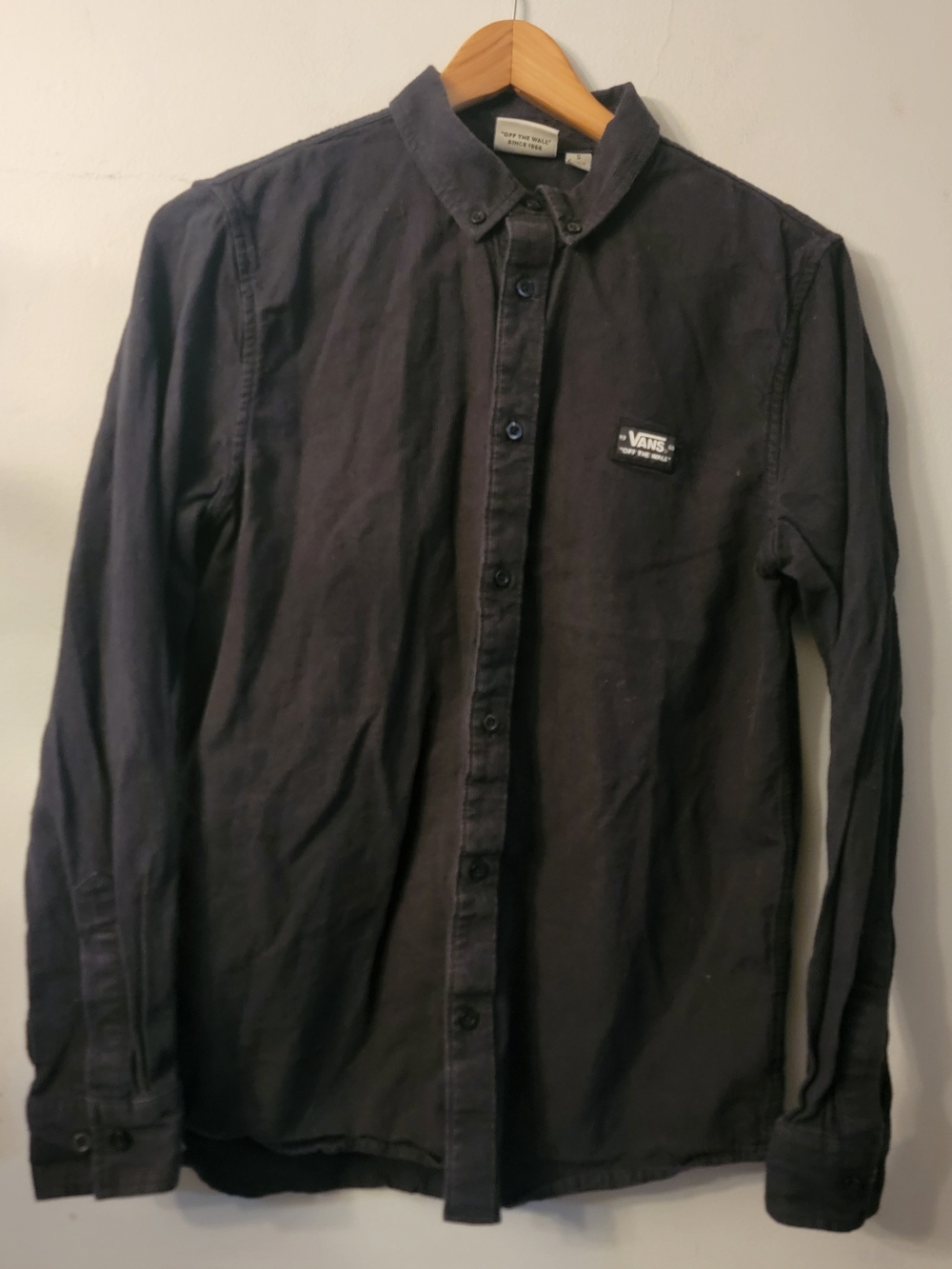 Vans Men's Button-Down Shirt — Black Sz S